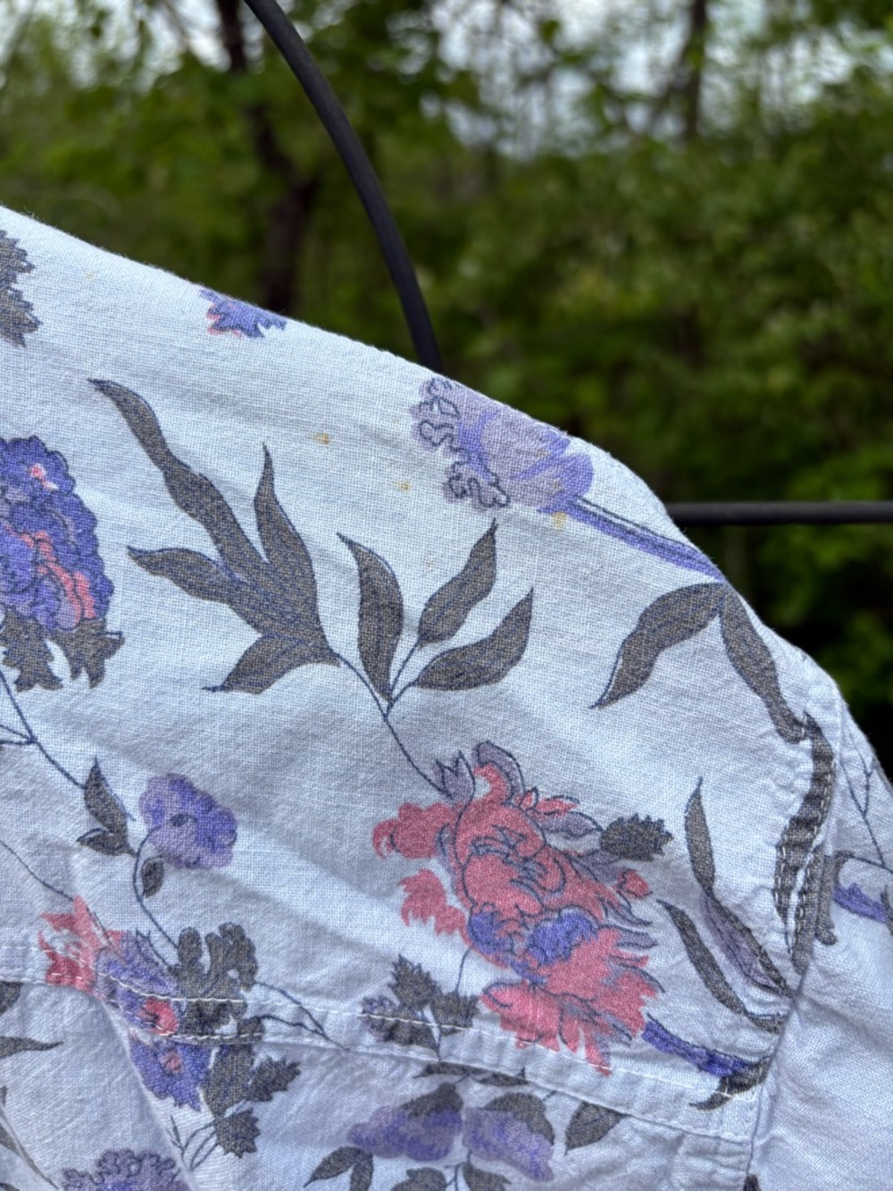 Vintage Details Floral Button-Down Short Sleeve Shirt Women's Large 100% Cotton - Picture 12 of 14